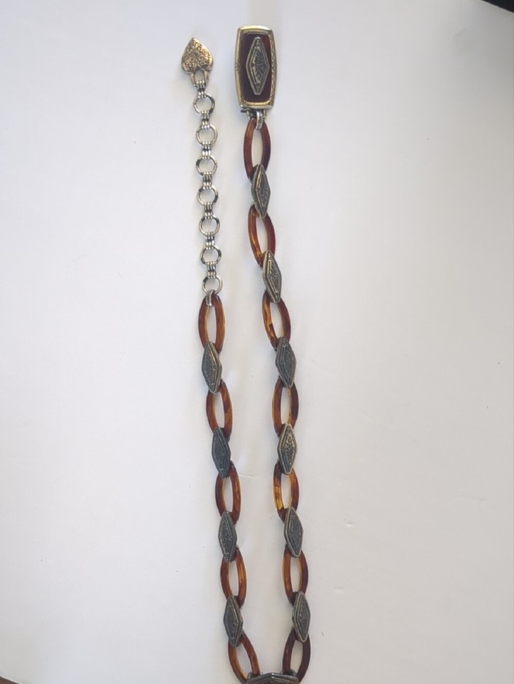 Vintage 1996 Brighton Tortoiseshell Acrylic Link Belt Antique Silver Accents - Picture 10 of 10